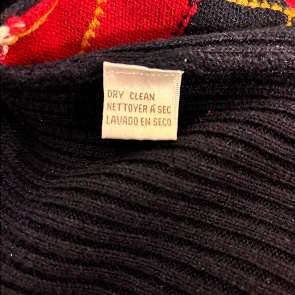 Jones New York Argyle Lambswool Turtleneck Wide Banded Academia Preppy Warm Cozy - Picture 7 of 10
